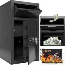4 CUB Commercial Front-Drop Safe Box Fireproof Waterproof Money Safe Box with