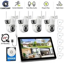 5G/2.4G WiFi Wireless Security Camera System 2-Lens Dome Cam with Auto Tracking