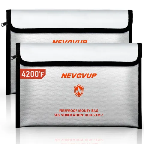 Fireproof Money Bag 4200°F - Heat Insulated, 9.8 x 6.5" Small Fireproof Docum...