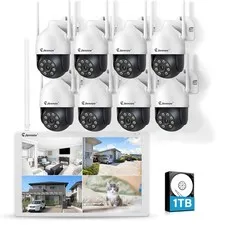 JENNOV 5MP 10CH NVR Outdoor Wifi PTZ Audio IP Security Camera System 24/7 Record