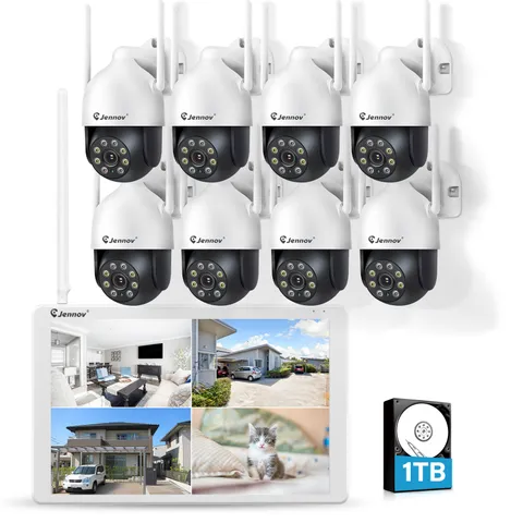 JENNOV 5MP 10CH NVR Outdoor Wifi PTZ Audio IP Security Camera System 24/7 Record
