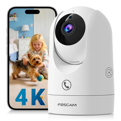 FOSCAM 4K Indoor Camera, Full Space Sense WiFi Camera with 360° Radar White