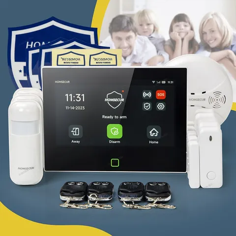 HOMSECUR Wireless WIFI 4G 2G SMS Autodial LCD Burglar Intruder 7" Alarm System
