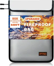 6400°F Fireproof Document Bag, Upgraded Fireproof Money Bag for Cash W. Zipper/R