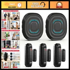 2-in-1 Door Chime Alarm, Waterproof Sensor, 800FT Range, 30 Chimes, Volume Contr
