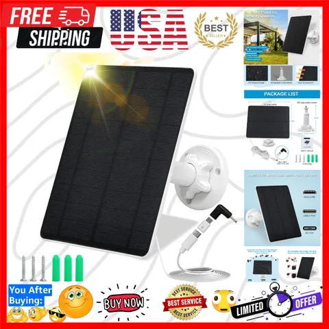 Solar Panel for Security Camera,5W USB Solar Panel for Cameras DC 5V,Camera S...
