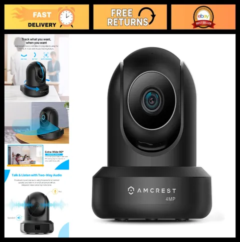 4MP Indoor WiFi Security Camera, Pan/Tilt, Two-Way Audio, Night Vision, Remote V