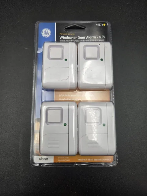 GE Window Door Alarm 4 Pack 45174 White Home Security New Sealed