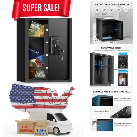 Versatile 1.8 Cubic Feet Digital Security Safe for Cash, Jewelry & Valuables