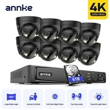 ANNKE 8CH NVR 4K Dual-Lens POE Security Camera System Two Way Audio Color Night