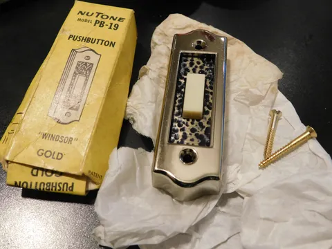 NuTone PB-19 Pushbutton Vintage Door Bell Button Gold Windsor **NEW**