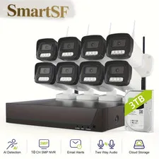 Wireless Security Camera Systems, 10CH NVR with 8PCS 3MP Cameras, 2 Way Audio