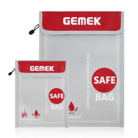Fireproof Waterproof Money Document Bag 2 Pack, Safe Zipper Bags, Fire & Wate...