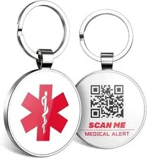 2PCS QR Medical Alert ID Tag Life Alert Keychain Epipen Alert Pendant Medic