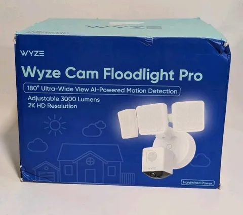 NEW WYZE Cam Floodlight Pro 2.5K QHD Outdoor Wi-Fi Smart Security Camera - White