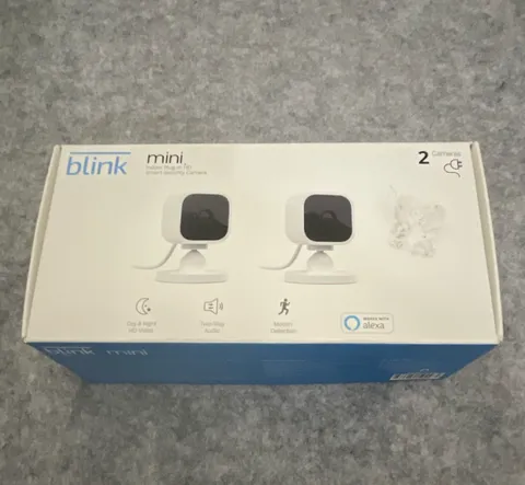 Blink Mini 2-Pack Indoor Wi‑Fi Smart Camera Alexa 1080p Motion Two‑Way White