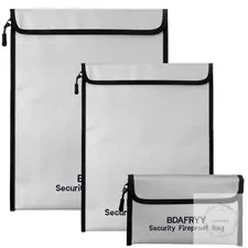 3 Pcs Fireproof Waterproof Money Important Document Bag(2000℉),Fire Proof Bag