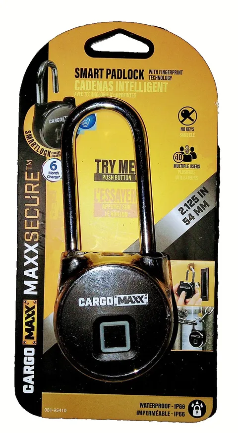 Cargo Maxx 081-95410 Cargo Maxx Fingerprint Padlock Long Shank