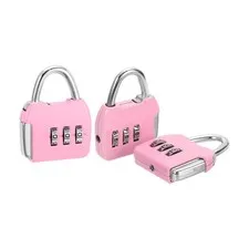 3Pcs Resettable 3 Digit Combination Lock Code Padlock, Pink (47 x 36mm)