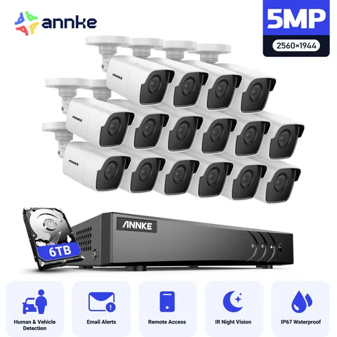 ANNKE 3K Lite 8CH 16CH DVR HD 5MP Security Camera System Human Detection Outdoor