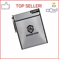 ENGPOW Fireproof Document Bag with Lock (5200℉),15”x 11” Fireproof Money Pouch w