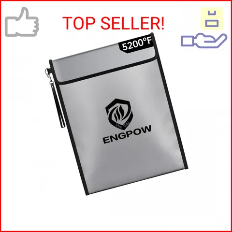 ENGPOW Fireproof Document Bag with Lock (5200℉),15”x 11” Fireproof Money Pouch w