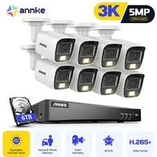 ANNKE 4K 8CH DVR 5MP Audio Wired CCTV Security Camera System Outdoor Color Night