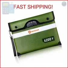 6200°F Fireproof Money Bag with Lock, Upgraded Fireproof Bags w. Zipper/Reflecti