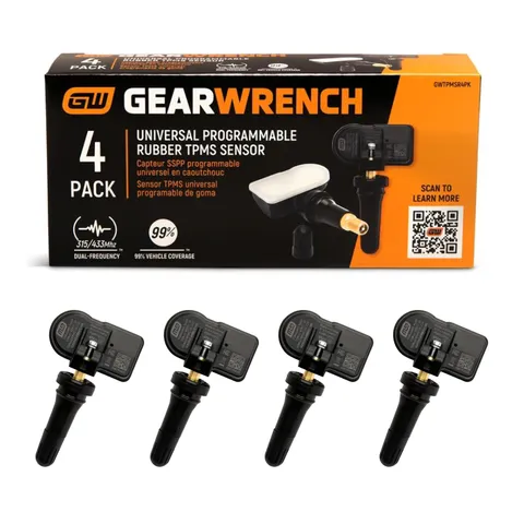 GEARWRENCH Universal Programmable Rubber TPMS Sensor | 4 Pack | GWTPMSR4PK