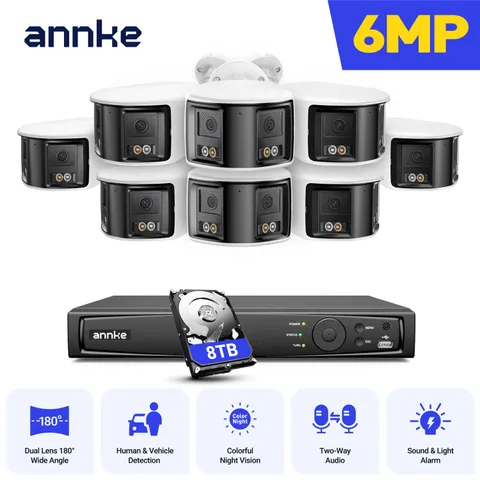 ANNKE 12MP 8CH NVR Color 6MP Dual Lens POE IP Security Camera System 2 Way Audio