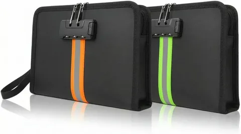 2 Pcs Fireproof Money Bag with Lock and Zipper, 8.2 x 5.7 x 1.1 Inch Waterproof