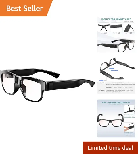 Lightweight Video Glasses with One-Button Operation - Perfect for Sports Lovers