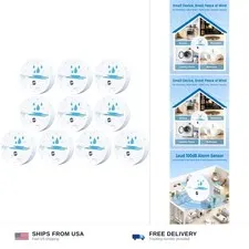 10 Pack Water Leak Detectors for Home, 100dB Waterproof Water Sensor Alarm Le...