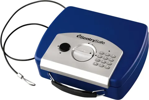 Small Blue Safe with Digital Keypad - Lock Box for Dorm or Travel Can