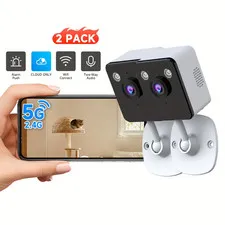 2-Pack Cloud Wireless Indoor Security Cameras, Full-Color Night Vision & Two-Way