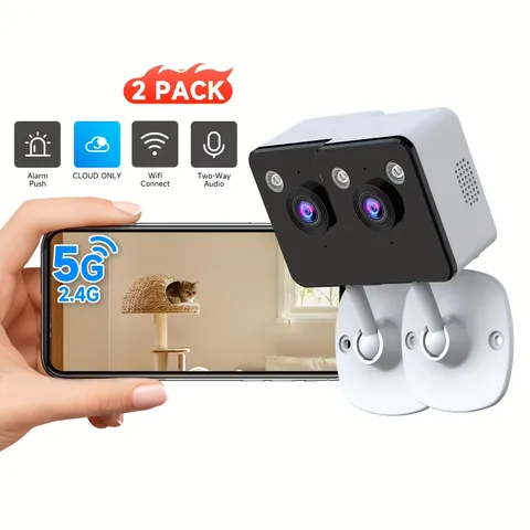 2-Pack Cloud Wireless Indoor Security Cameras, Full-Color Night Vision & Two-Way