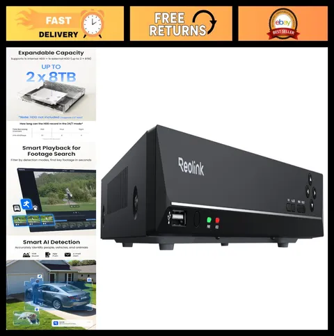 8CH Network Video Recorder for Home Security System | 24/7 Recording, PoE IP Cam
