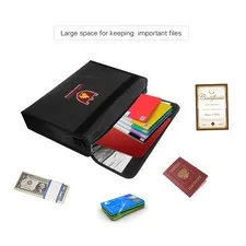 Fireproof Money Document Bag Cash Bank Cards Passport Organizer Safe Storage