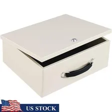 Heavy Duty Fireproof Lock Box W/ Key Documents Cash Valuables Travel Safe New