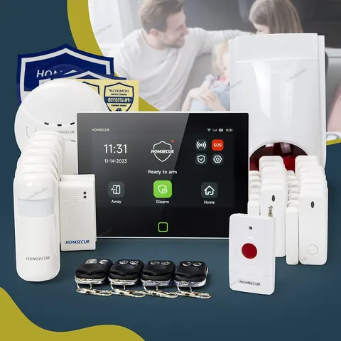 HOMSECUR Wireless WIFI 4G GSM LCD Burglar 7" Alarm System Touch Screen