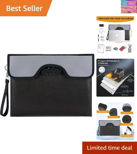 5200°F Fireproof Document Bag with Lock,Upgraded Fireproof Bag with Zipper/Re...
