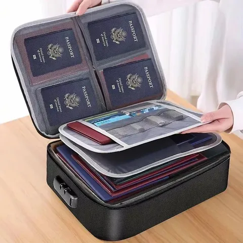 Waterproof File Storage Safe Bag 3-Layer Fireproof Document Box with Lock US