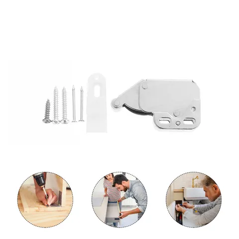 6PCS Cabinet Door Slide Lock Automatic Spring Snap Cabinet Door Slide Lock