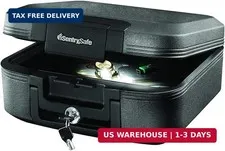 SentrySafe Fireproof and Waterproof Chest Box with Key Lock, Black Travel Safe w