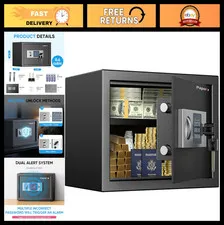 Digital Safe Box 0.6ft with Keypad Lock & Keys - Secure Storage for Cash, Jewelr