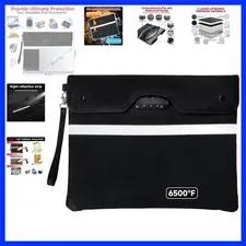 Upgraded 6500°F Fireproof Document Bag with Lock, Waterproof 9-Layer Heat Ins...