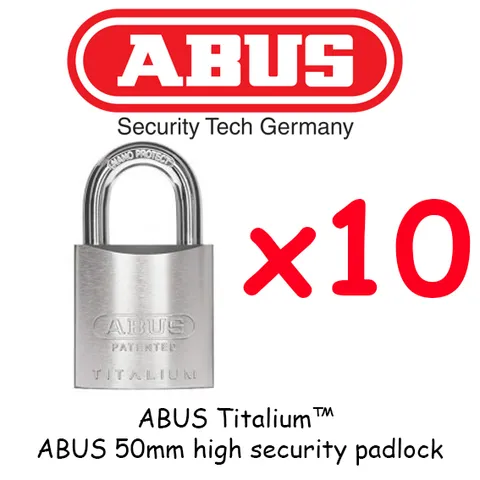 Padlocks ABUS Titalium MASSIVE 50mm Padlocks x10 Keyed Alike BULK LOT