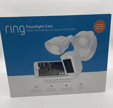 Ring Floodlight Cam 1080p Wi‑Fi Hardwired Motion Cam, 2-Way, Night, Siren White