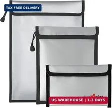 Fireproof Waterproof Money Document Bag, 3Pack Safe Pouch | Fire and Water Resis