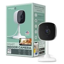 Merkury Smart Indoor Camera 1080p - Wi-Fi Security Cam with Night Vision, White 